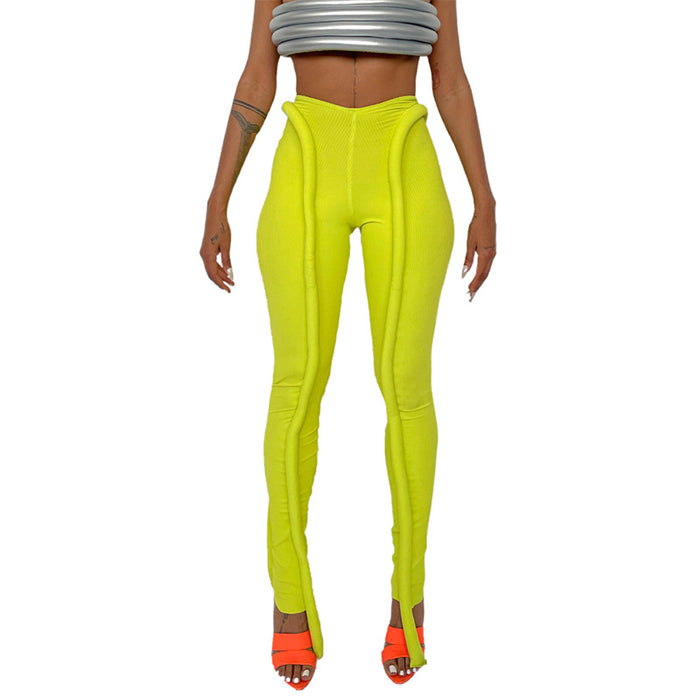 Summer Women Clothing Fluorescent Color High Waist Hip Lift Tight Exercise Casual Pants Women