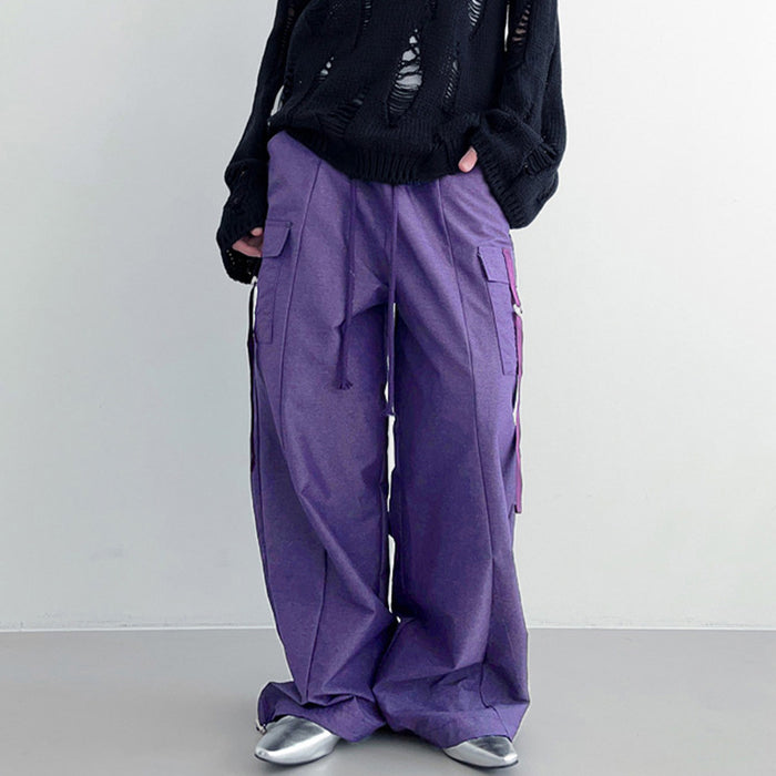 Street Loose Idle Casual Low Waist Wide Leg Pants Work Clothes Pockets Drooping Straight Woven Trouser