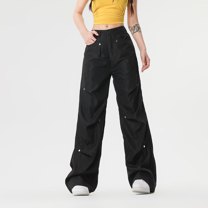 Oreeta Cargo Summer Pleated Paratrooper Pants   Brand Overalls Women Clinch Wide Leg Overalls Women