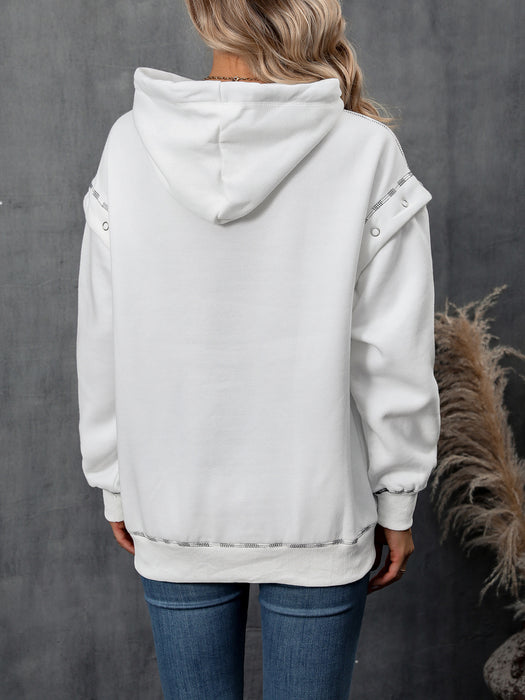 Autumn Winter Women Clothing Hooded Sweater Raglan Sleeve Pullover Drawstring Long Sleeve Sweatshirt Tops Women