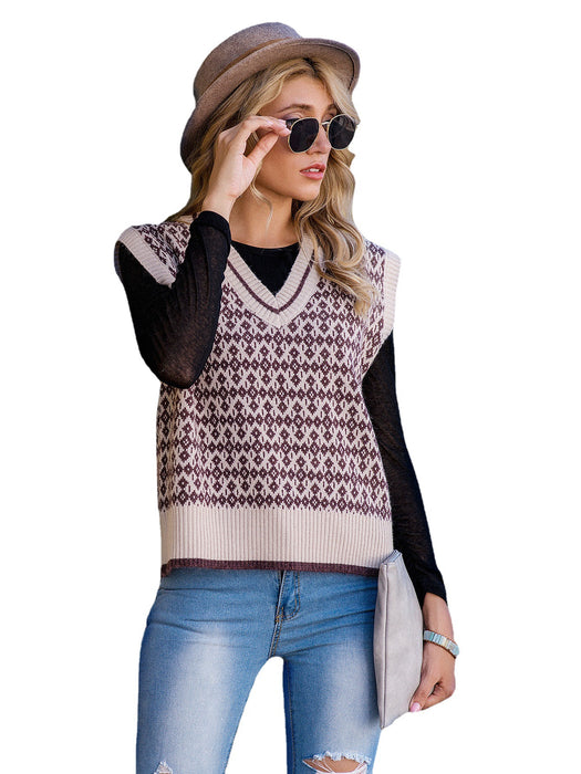 Sweater Vest Women Autumn Winter Jacquard Vest Sweater