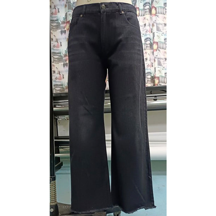 Ladies Jeans Office Straight Leg Pants Mid Rise Washed Jeans