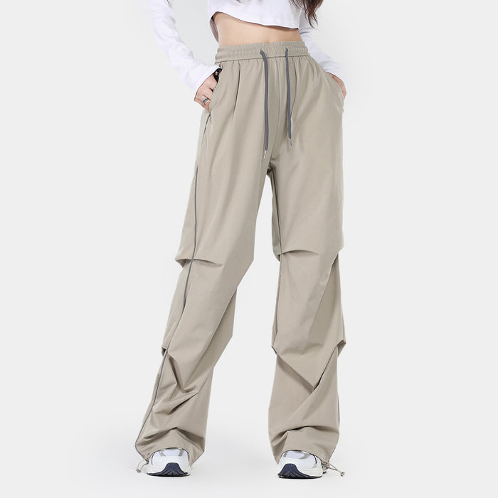 Oreeta Pants Mop Pants Women  Pink Pants Loose Casual Pants   Straight Pleated Paratrooper Pants