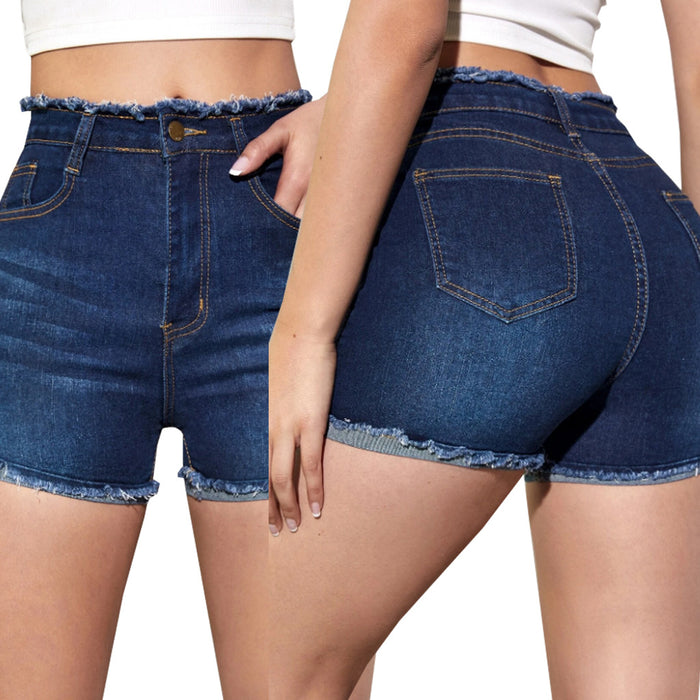 Slim-Fit Washed Denim Stretch Shorts