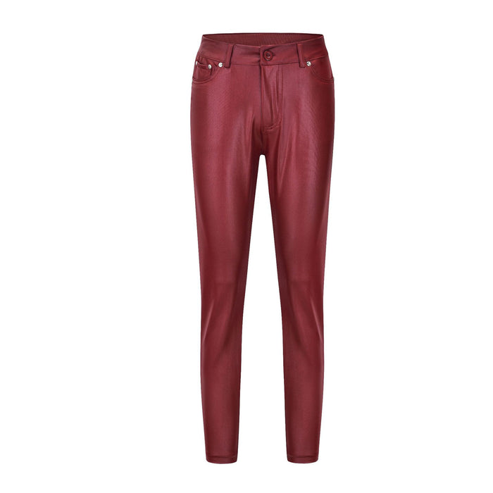 New Popular Womens Clothing Casual Pants Skinny Pants Faux Leather Pants