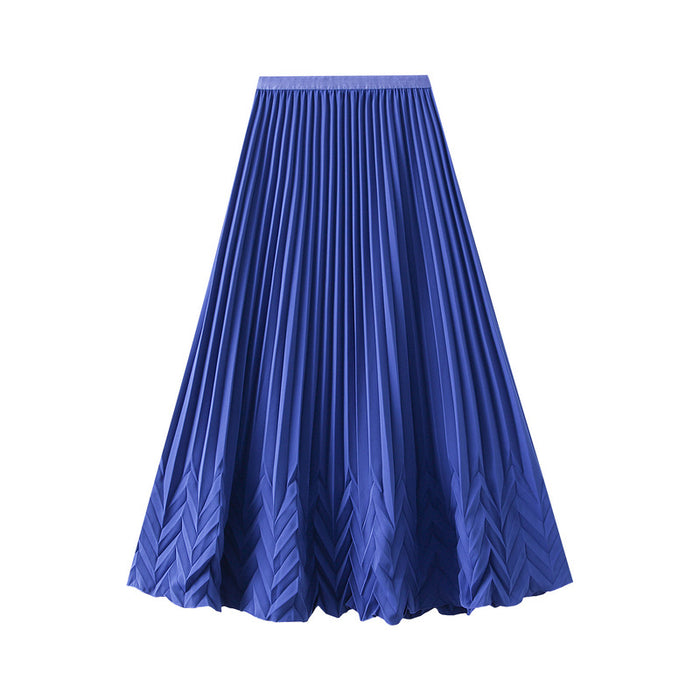 High Grade Water Ripple Pleated Pleated Skirt Women Summer Swing Slimming Drape Midi A line Skirt