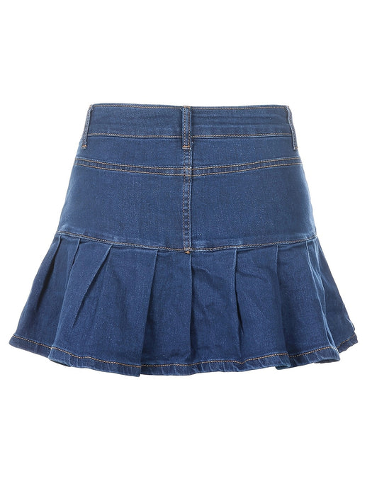 Ladies Half Length Denim Skirt Youth Sexy Two Piece Anti Exposure Denim Skirt