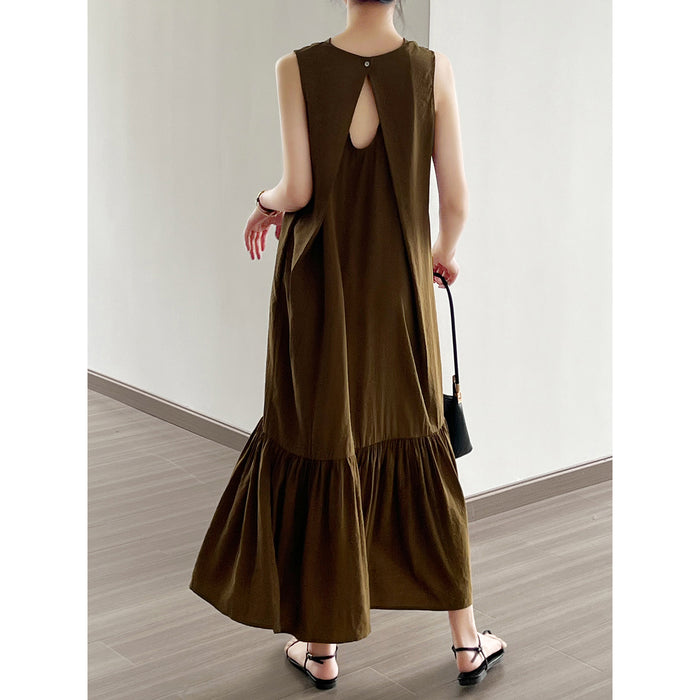 Sleeveless Vest Dress Summer Back Hollow Out Cutout-out Long Fishtail Dress