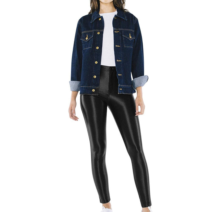 Metallic Coated Fabric Ladies Casual Leather Pants Shiny Patent Leather Body Shaping Belly Contraction Hip Lifting Pants Product Now