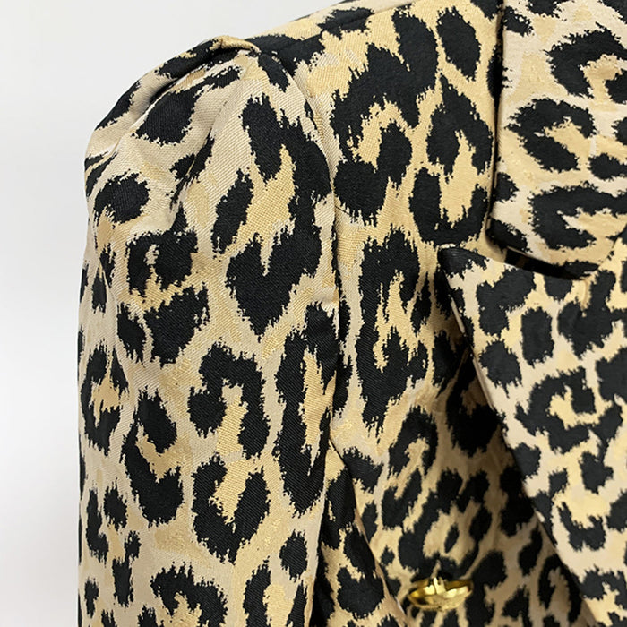 Goods Stars Leopard Jacquard Lion Double Breasted Slim Blazer Jacket