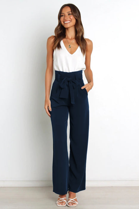 Fashion Workwear Women Dress Work Pant Casual All Matching Wide Leg Trousers Belt Commuting Pants Summer