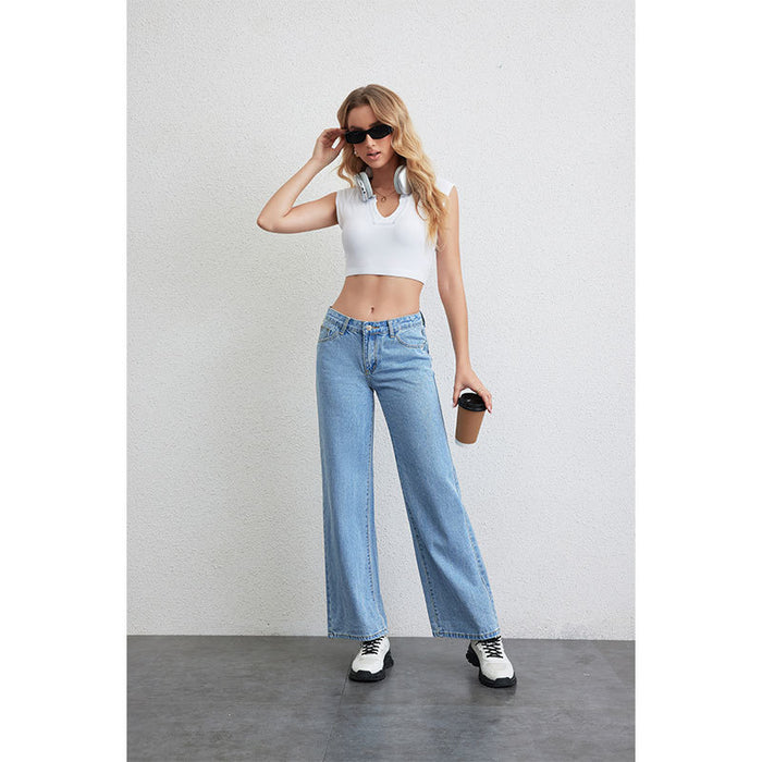 Jeans Women Wide Leg Denim Trousers Women Casual Trousers Mop