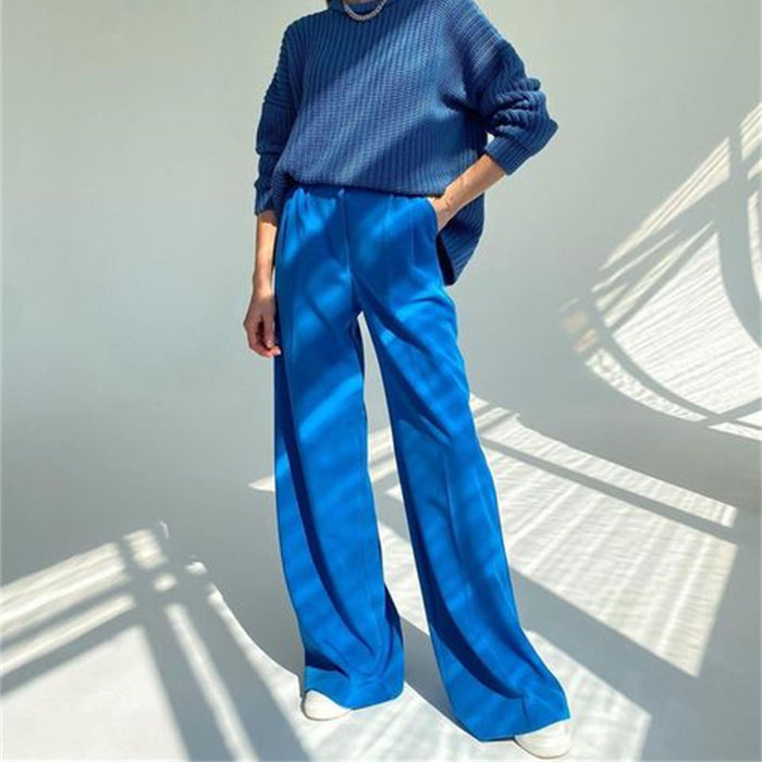 Spring Autumn   Office Work Pant Women  Casual High Waist Figure Flattering Straight Leg Pants