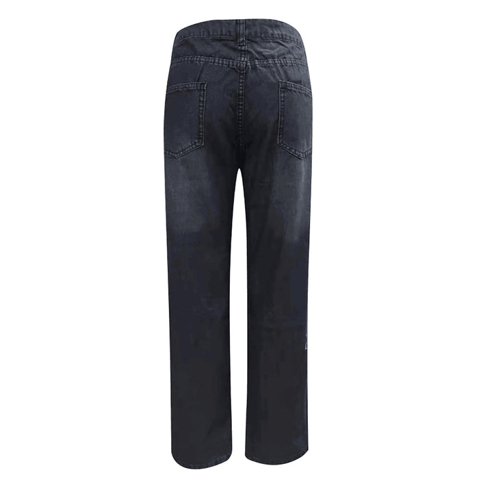 Ripped Slim Solid Color Denim Trousers Women