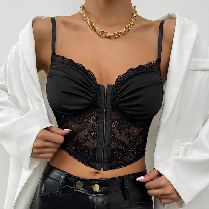 Sexy Lace Buckle Pleated Pattern Camisole