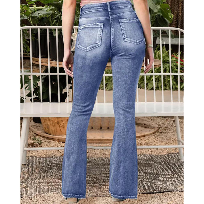 Popular Vintage Side Button Mid Waist Skinny Jeans