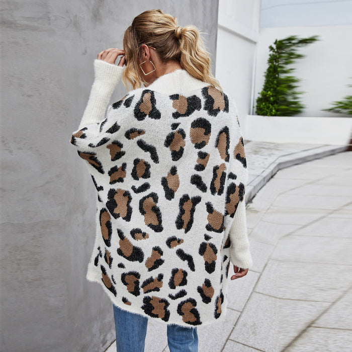 Winter Clothes Women Plus Size Cardigan Coat Personality Leopard Print Knitwear Sweater Women