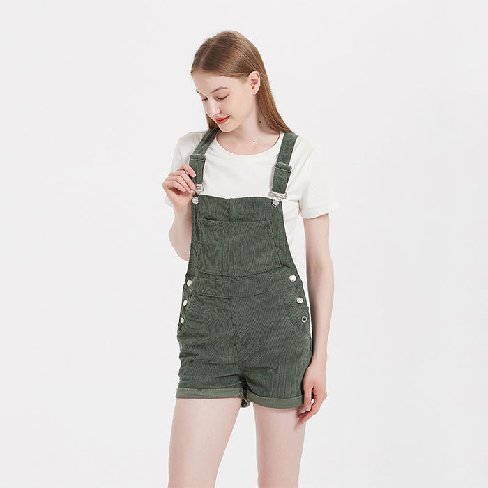 Denim Suspender Pants Women Spring Autumn Loose Shorts Suspender Casual Corduroy Shorts