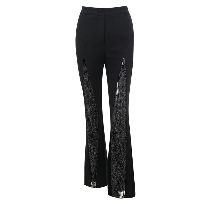 Spring Summer Trendy Shiny Design Sexy See through Slim Fit Trousers