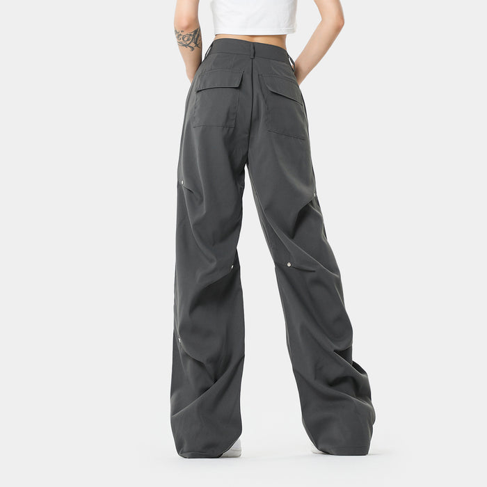 Oreeta Cargo Summer Pleated Paratrooper Pants   Brand Overalls Women Clinch Wide Leg Overalls Women