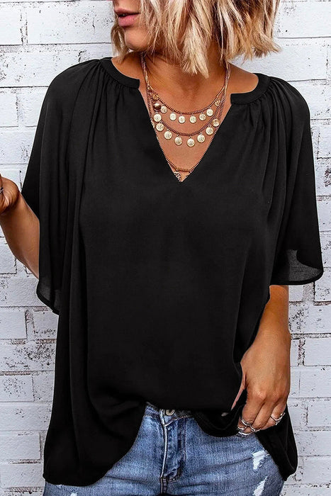 Spring Summer Summer New Loose Half Sleeve T-shirt Ladies V-neck Pullover Top