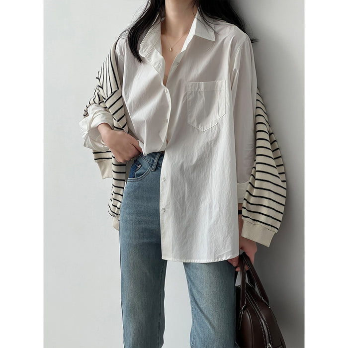 Shirt for Women Autumn Loose BF Cardigan Long Sleeve Top