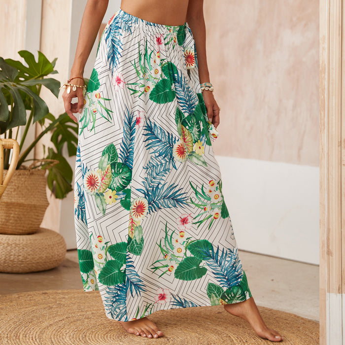 Summer Skirt Printed Long Chiffon Skirt