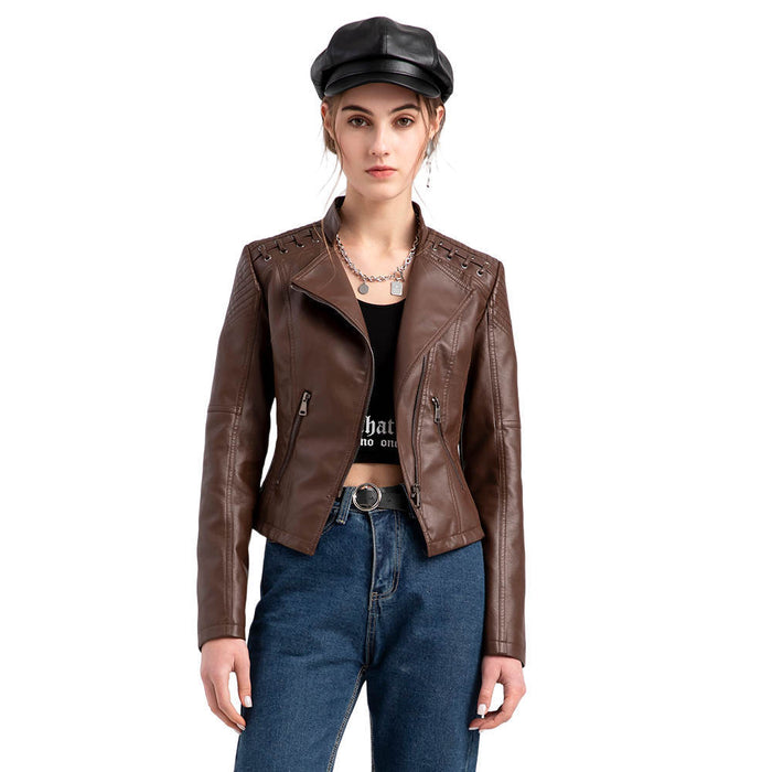 Size Spring Autumn Women Leather Jacket Women Short Jacket Slim Thin Leather Coat Ladies Motorcycle Clothing