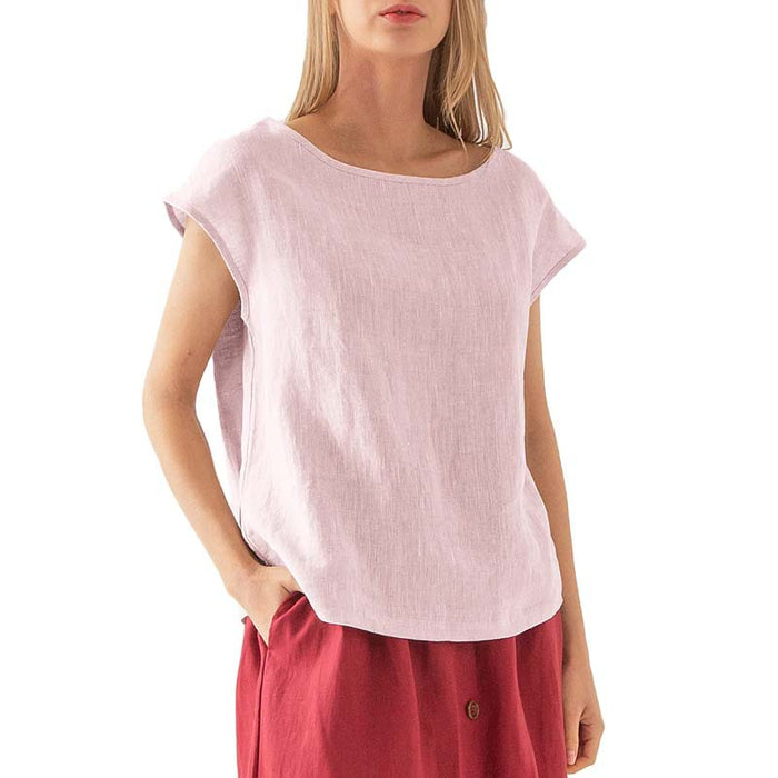 Linen Short Sleeved T shirt Linen Special for Women Clothing Summer Simple Casual  Top T shirt