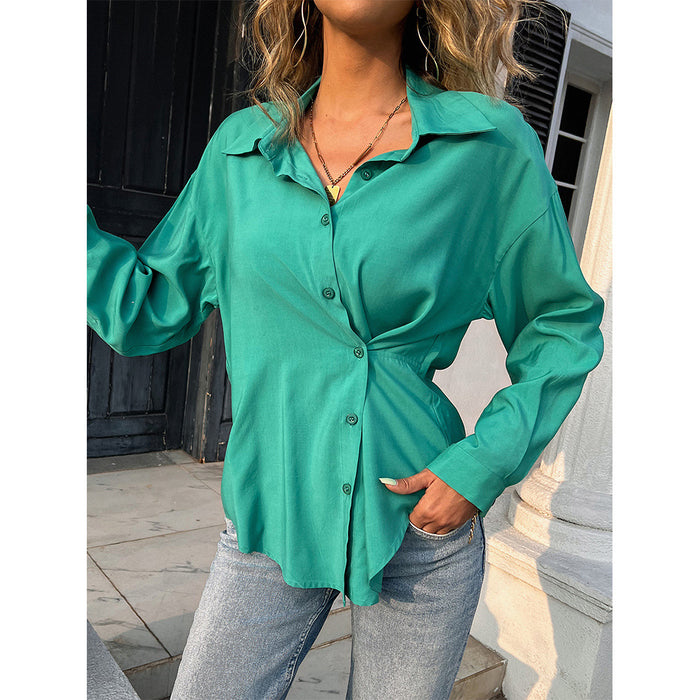 Women Clothing Shirt Summer Breasted Loose Long Sleeve plus Size Top for Women