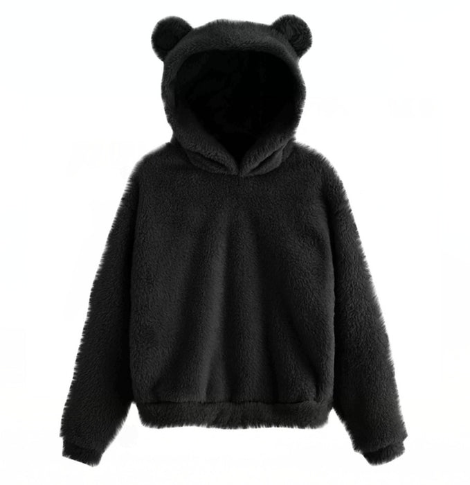 Autumn Winter Fluffy Rabbit Ears Hooded Warm Plus size