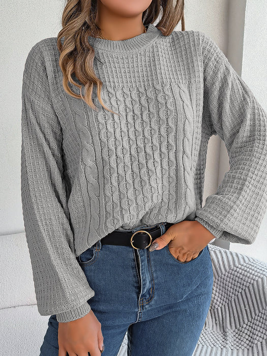 Autumn Winter Casual Solid Color Twist Lantern Sleeve Pullover Sweater Women Clothing