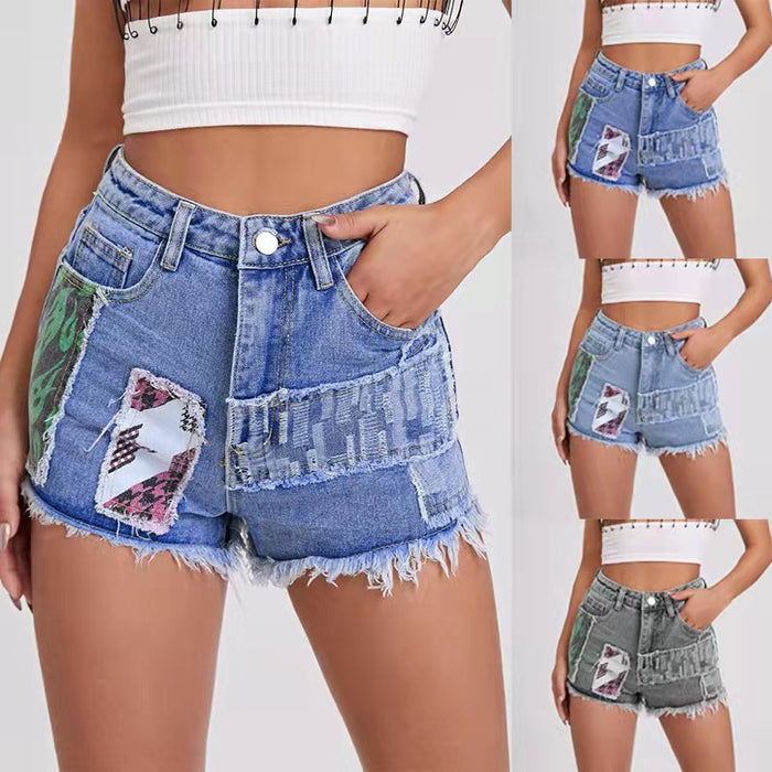 Summer High Waist Denim Shorts Women Frayed Women Clothing