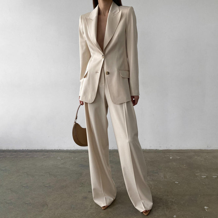 Women  Clothing Autumn Winter Office Long Sleeved Small Blazer Trousers Suit High Grade Two Piece Suit