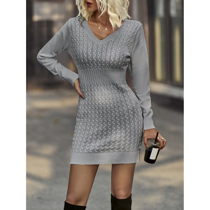 One Step Autumn Winter Waist Slimming Casual Holiday Dress