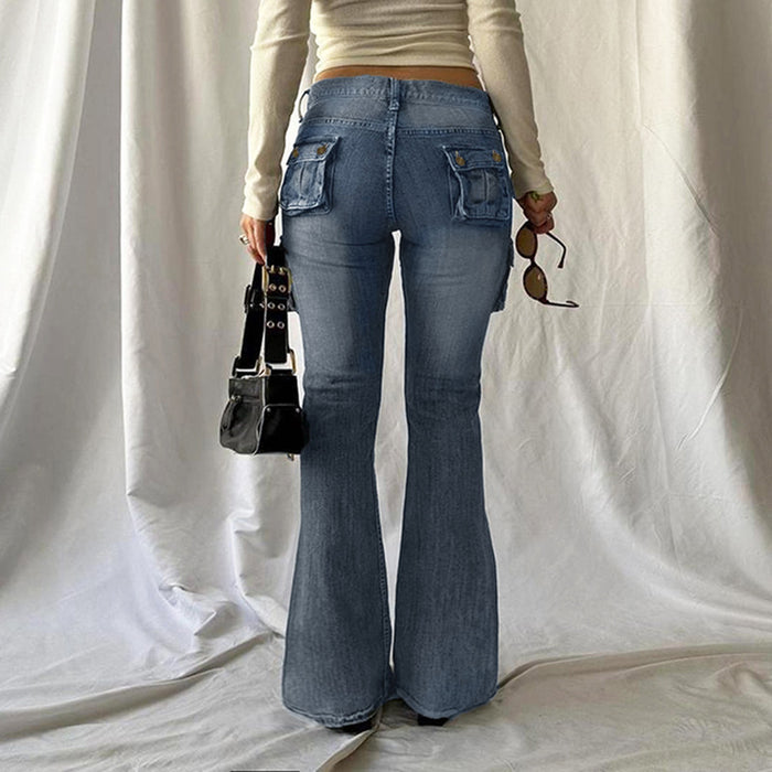 Distressed Low Waist Skinny Jeans Women Sexy Hip Raise Skinny Bottoming Three Dimensional Workwear With Pocket Trousers