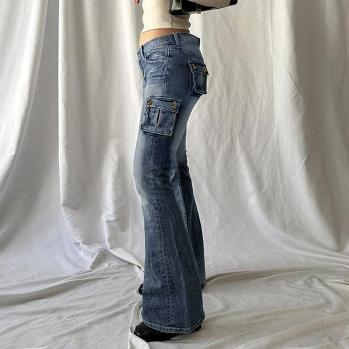 Distressed Low Waist Skinny Jeans Women Sexy Hip Raise Skinny Bottoming Three Dimensional Workwear With Pocket Trousers