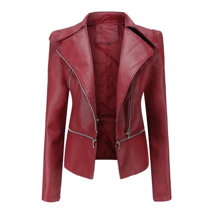 Women Clothing  Size New Leather Coat Women Detachable Hem Spring Autumn Coat Women Fashion Casual Jacket