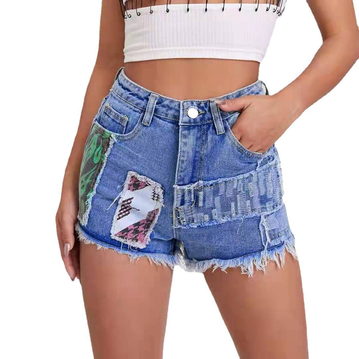 Summer High Waist Denim Shorts Women Frayed Women Clothing