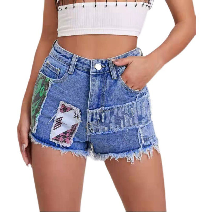 Summer High Waist Denim Shorts Women Frayed Women Clothing