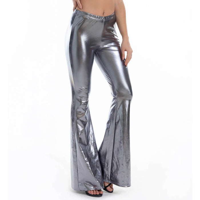 High Waist Patent Leather Tights Sexy Takeaway Women's Wide-Leg Pants Summer