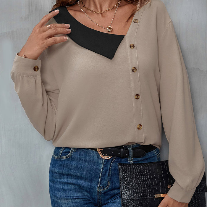 Autumn Women Clothing Polo Collar Top Women