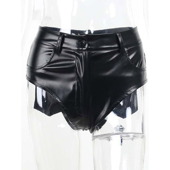 Leather Shorts Women Autumn Winter High Waist Hip Faux Leather Base Elasticity Tight Sexy  Pants Ultra Short Leather Pants