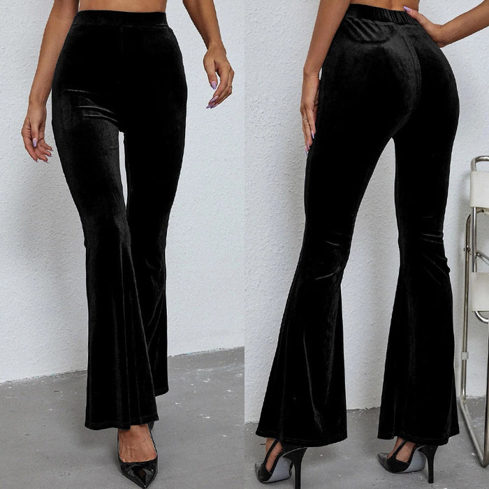 Spring Autumn Fashion Solid Color Slim Fit Slimming Long Casual Flared Pants Trousers