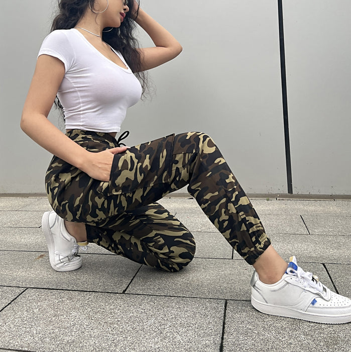 Sports Pants Camouflage Random Printing Ankle Banded Pants Casual Trousers Street Trend Women Sweatpants