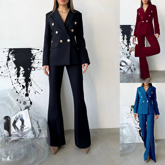 Women Clothing Spring Autumn Long Sleeve Suit Business Work Pant Two-Piece Set