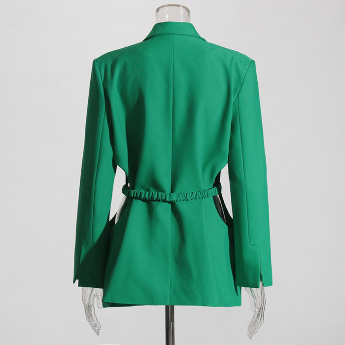 Autumn Mid Length Blazer Niche Waist Hollow Out Cutout  Elegant Small Blazer