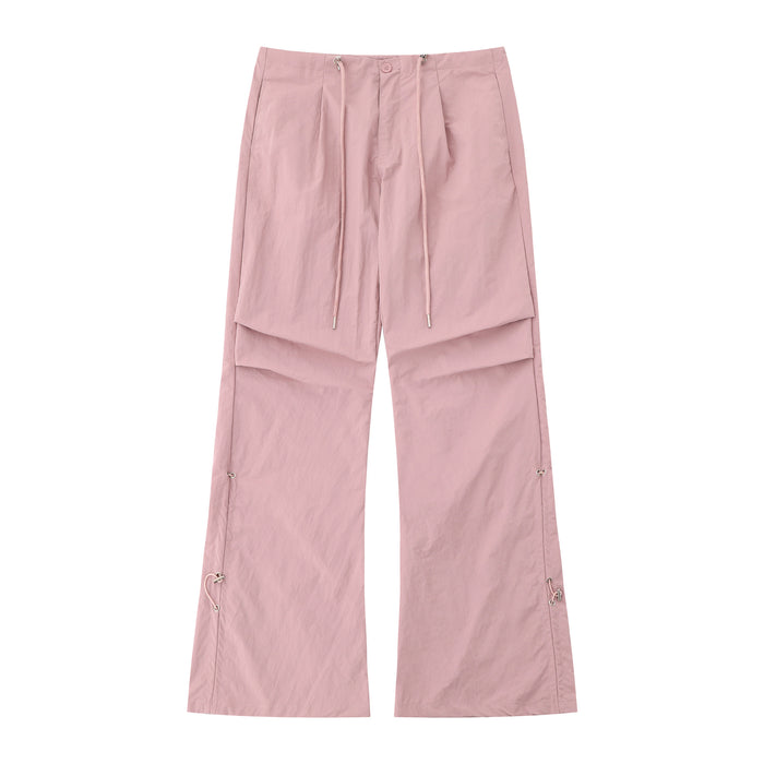 Oreeta Cargo Bell Bottom Pants Women  Summer Brand Pleated Overalls   Loose Drooping Casual Pants