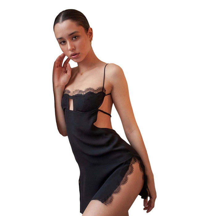 Summer Women Clothing Sling off-Shoulder Sexy Backless Slit Dress for Women