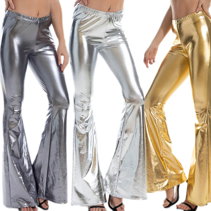 High Waist Patent Leather Tights Sexy Takeaway Women's Wide-Leg Pants Summer